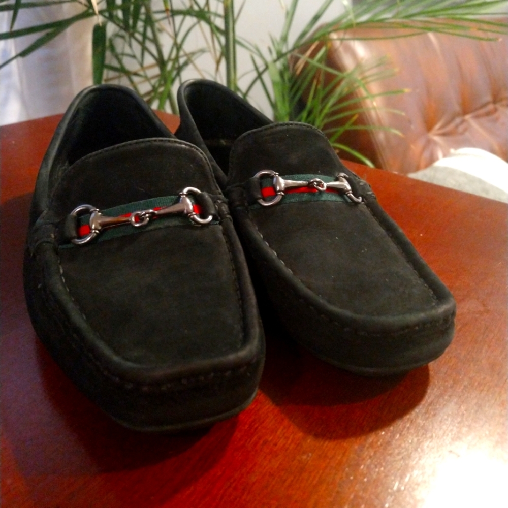 Vegan Gucci loafers size 9 black suede